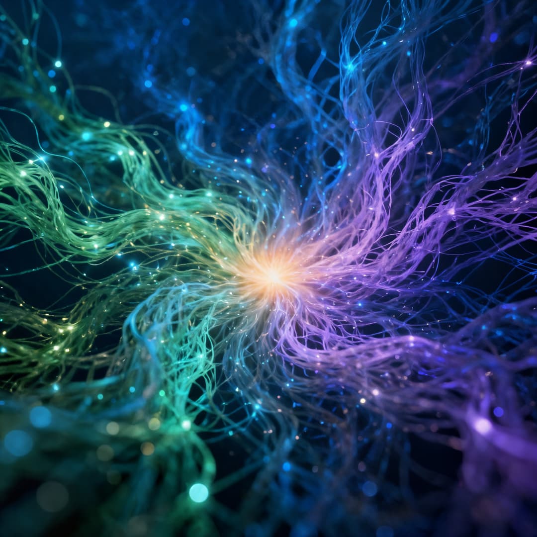 Abstraktes Bild, das kollektive Intelligenz und Wissensaustausch darstellt